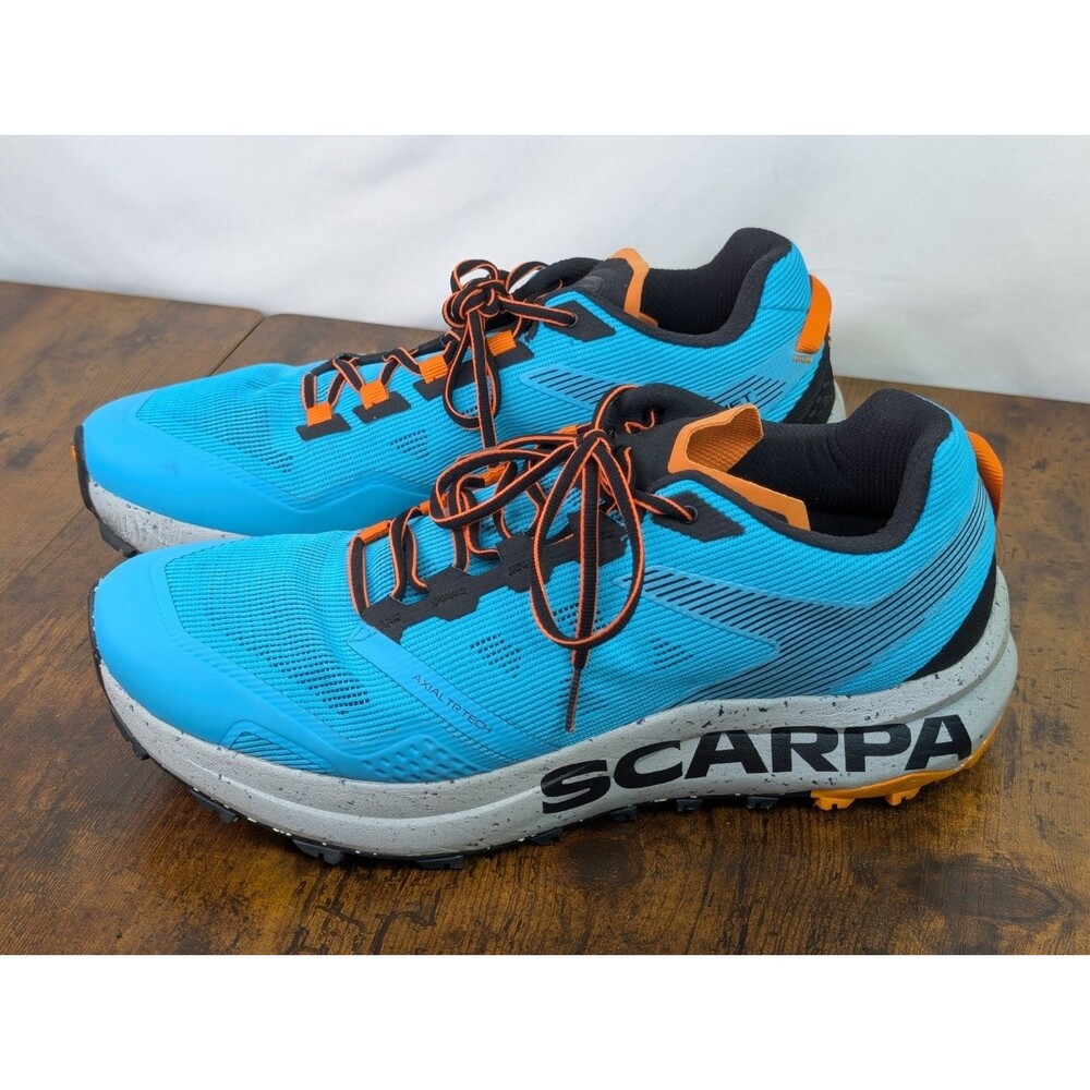 SCARPA Spin Planet Trail Running Shoes Men's Size 11 Blue/Orange
